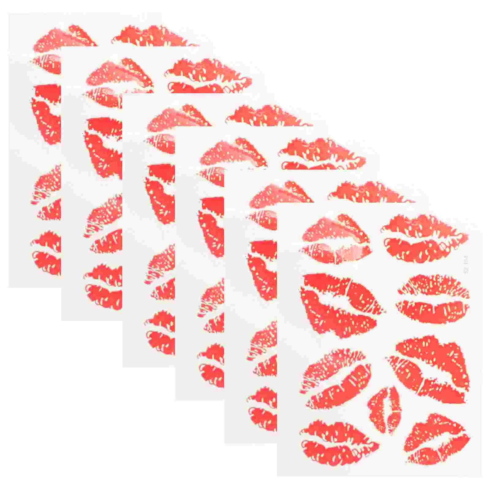 

6 Pcs Kiss Stickers Body Decorations Fashion Water-proof Temporary Tattoos For Adults