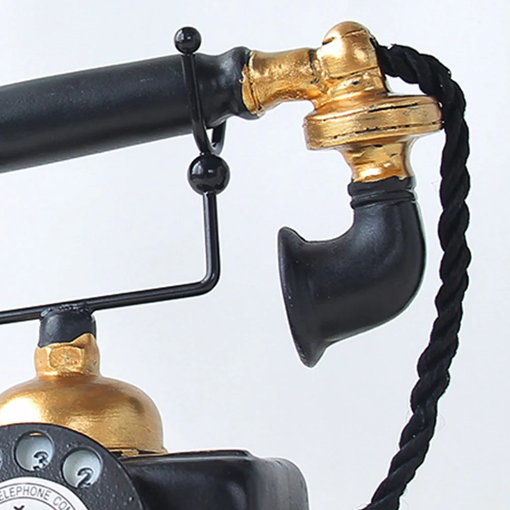 

Vintage Corded Landline Phone Retro Decor Telephone Black Resin Decoration