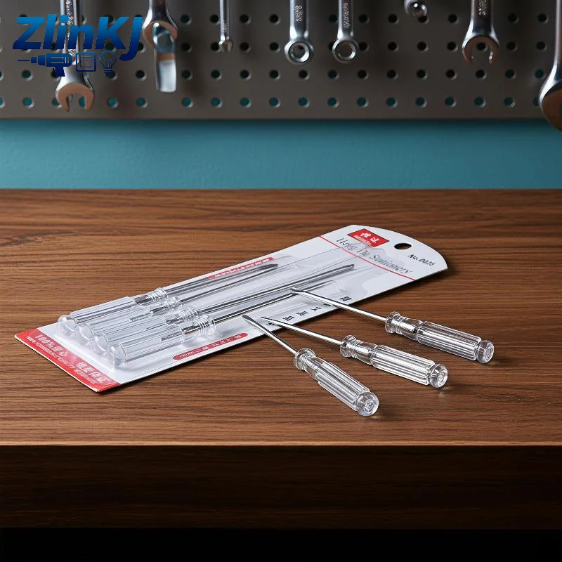4Pcs Multipurpose Screwdriver Set Transparent Blue Handle Slotted Cross Manual for Various Daily Repair Tasks