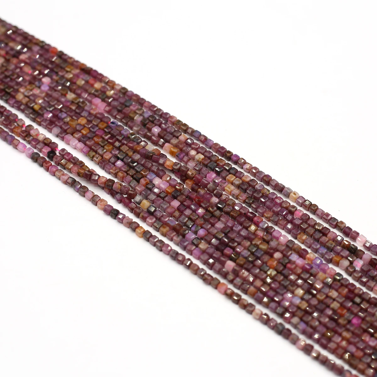 Square Facted Beads 2mm Natural Stones Red Tourmaline Loose Bead for Women Jewelry Making DIY Bracelet Necklace 38cm