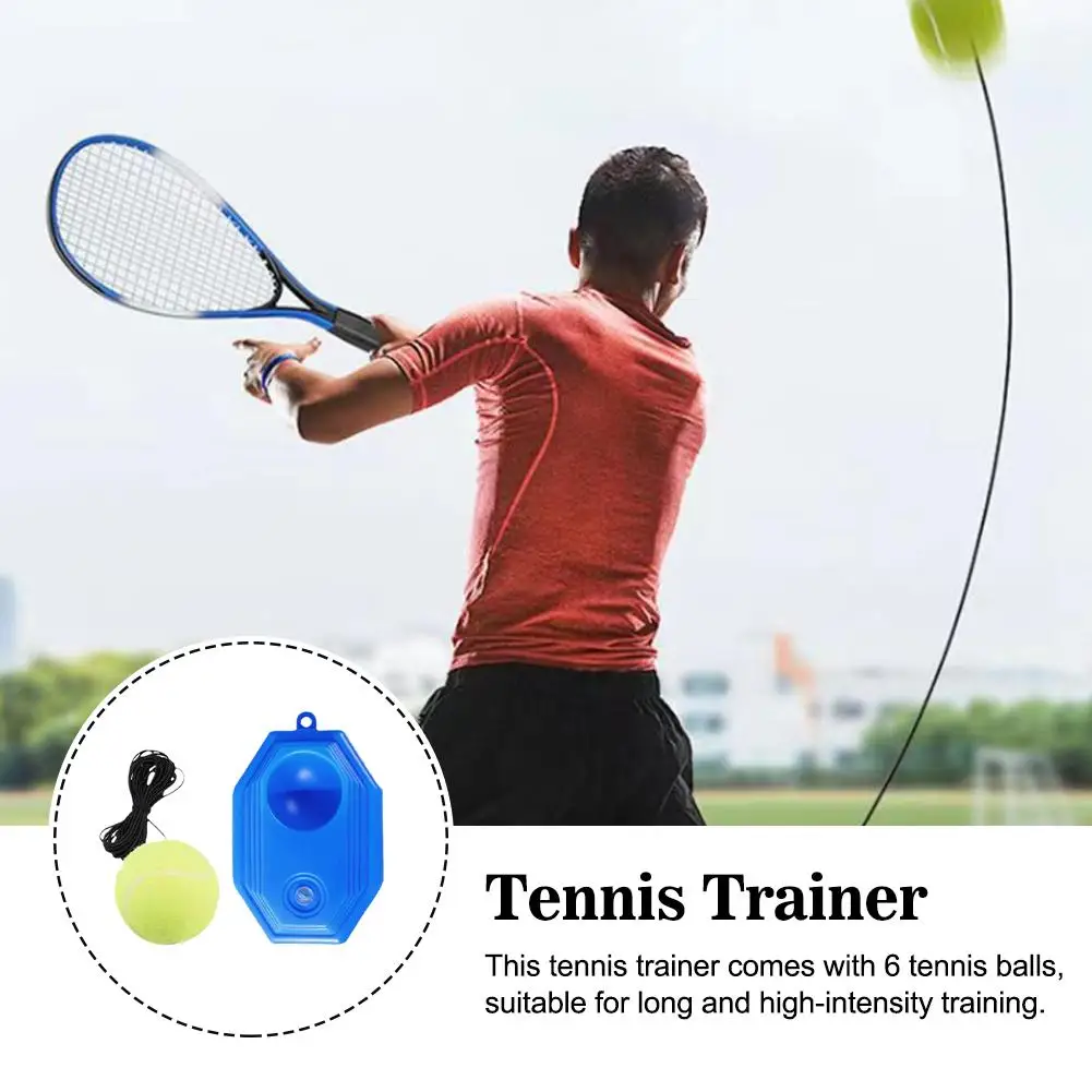 Tennis Trainer Rebound Ball with 6 String Balls, Tennis Practice Rebounder Equipment Training Tools for Self Tennis Trainin M3S4