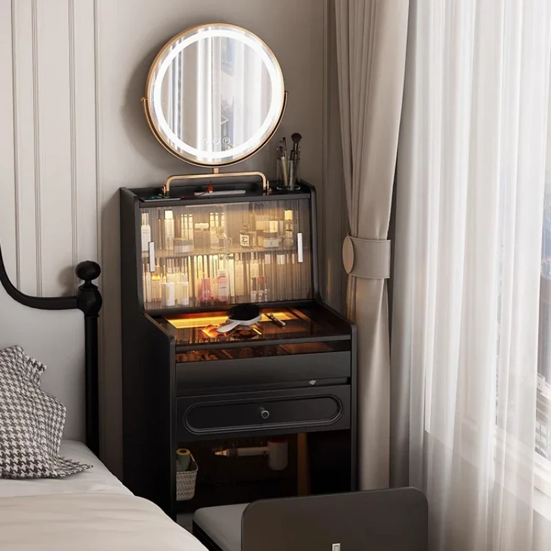 European-style black small dressing table, small apartment space-saving cosmetic table, bedside cosmetic cabinet