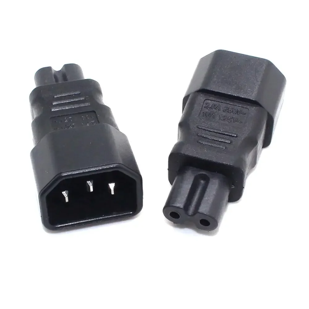 IEC 320 C14 To C7 Conveter 10A 250V, Connect C13 To C8 AC Plug Adapter Female to Male PVC Material Black