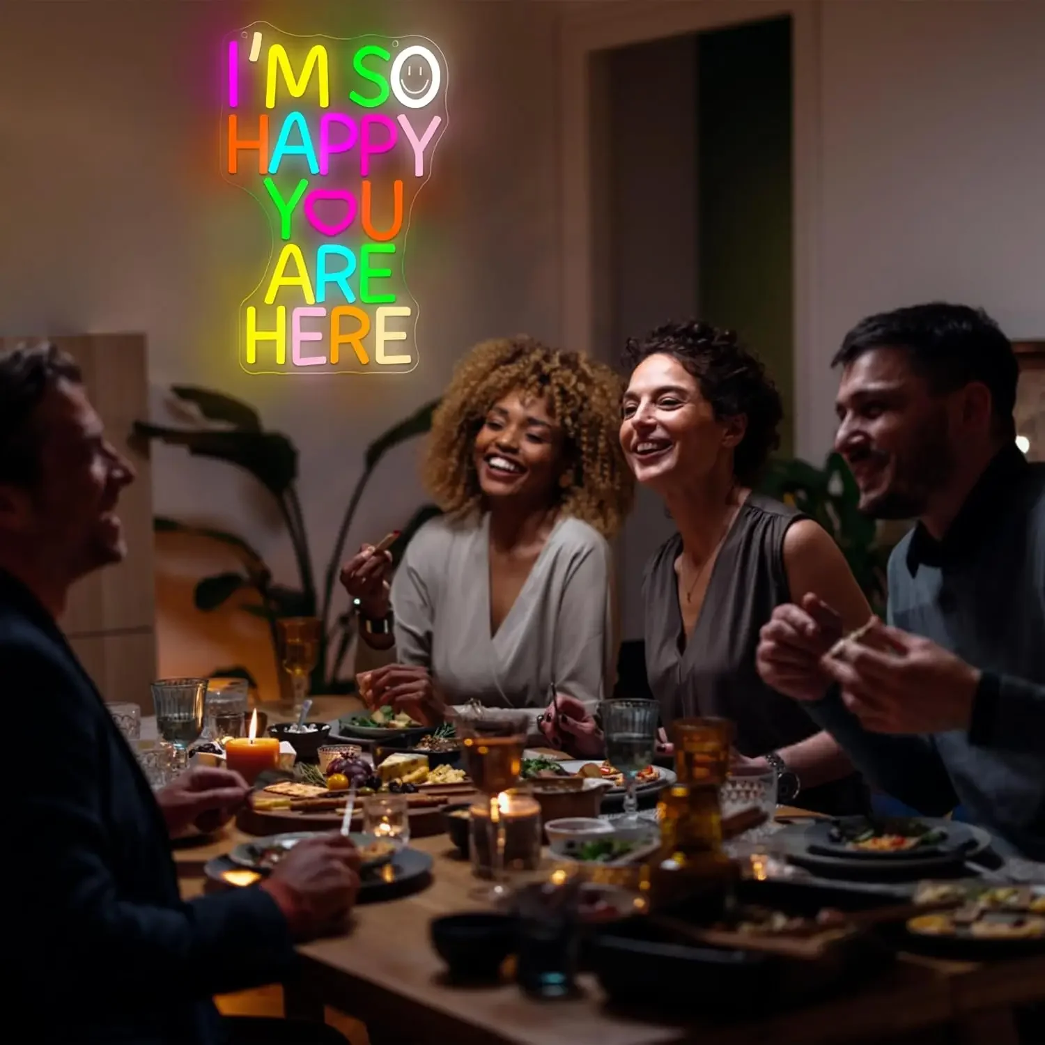 Im So Happy You Are Here Neon Sign LED Wall Art  USB Powered Dimmable Light Party Home Living Room Bedroom Welcome Decor