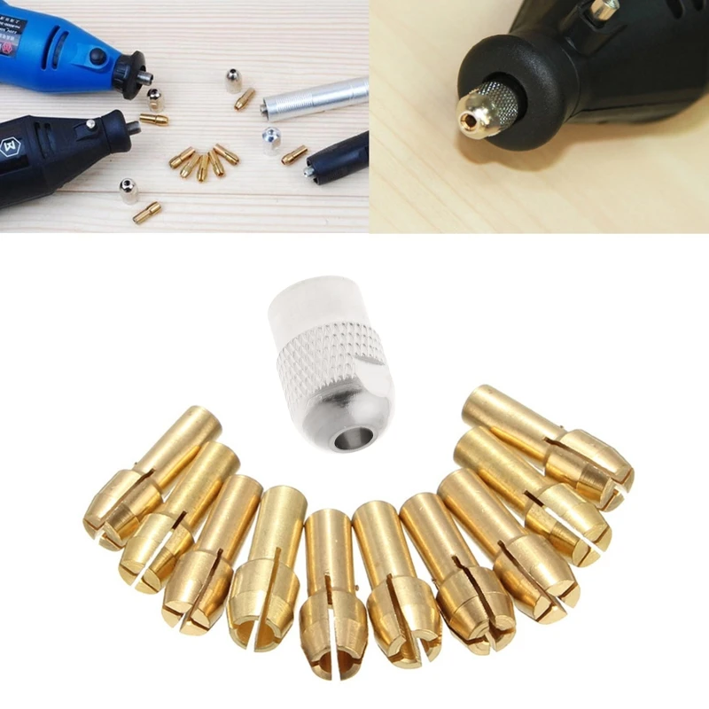 ใหม่ 10 ชิ้นทองเหลืองเจาะ Chuck Collet Bits สำหรับเครื่องมือโรตารี่ 0.5-3.2 มิลลิเมตร 4.3 มิลลิเมตร Shank