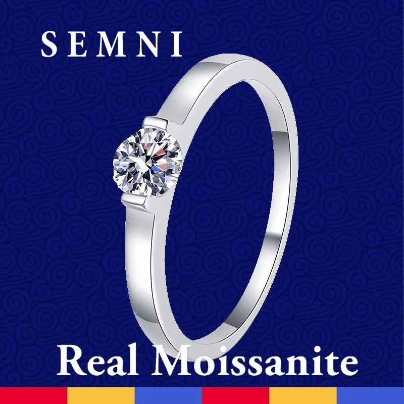 

Кольцо на талию SEMNI с муассанитом 0,5 карата, маленькое, изящное, для женщин, обручальное, позолоченное, из стерлингового серебра 925 пробы, подарок, Anillos