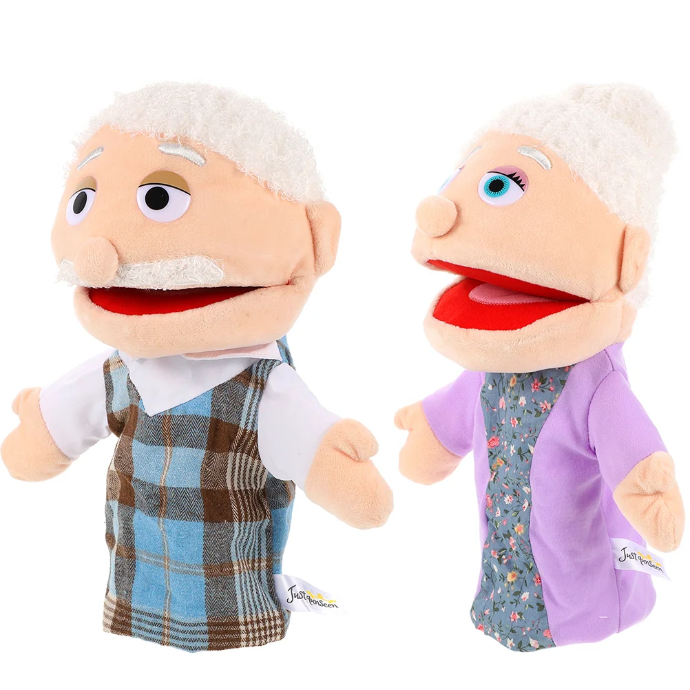 

2 Pcs Man Character Hand Puppet Puppets Educational Figure Toy Plush Dolls