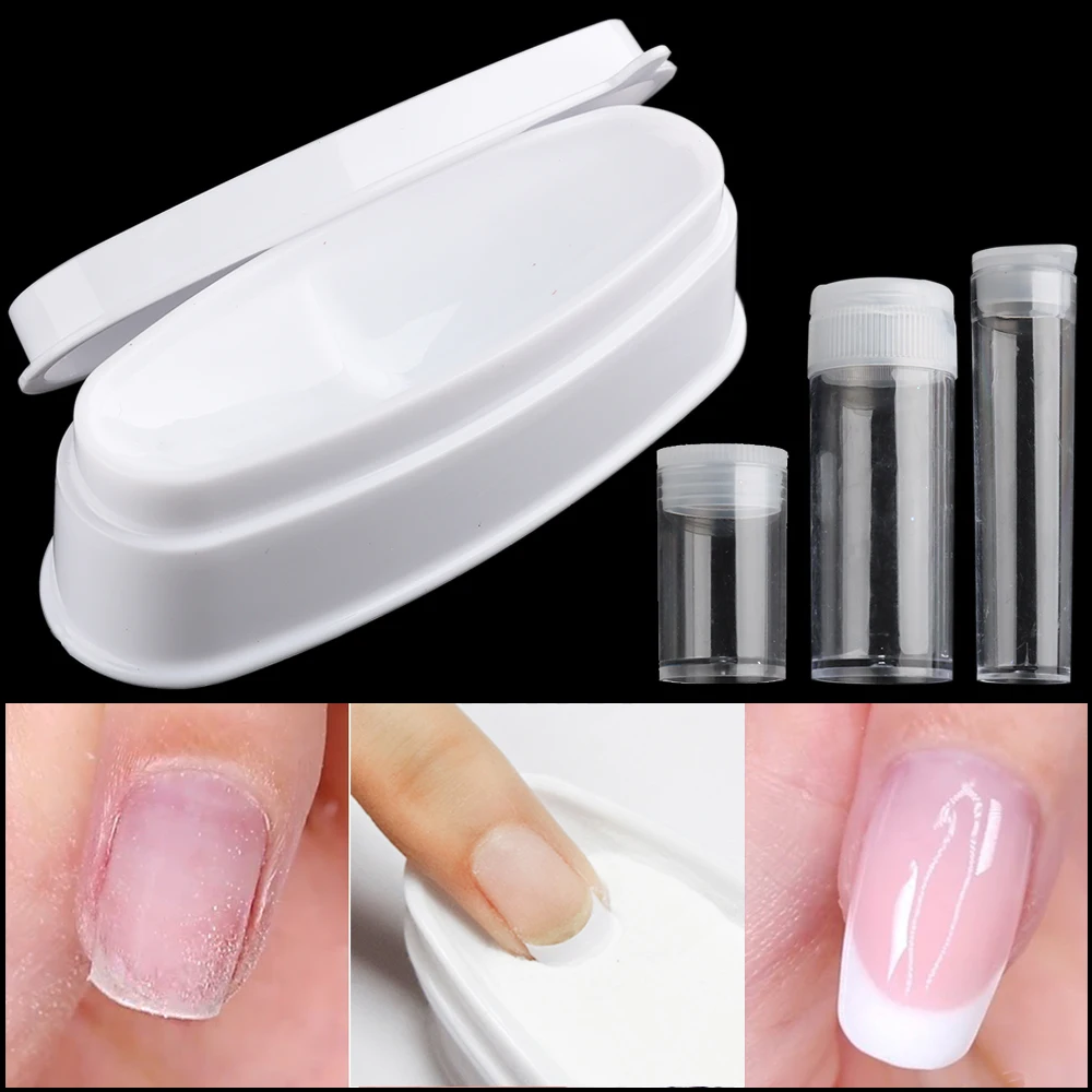 Acryl Pulver Halter Dip System Französisch Maniküre Werkzeuge Nagel Glitter Recycling Box Leere Klar Nail art Container Organizer NTZRF