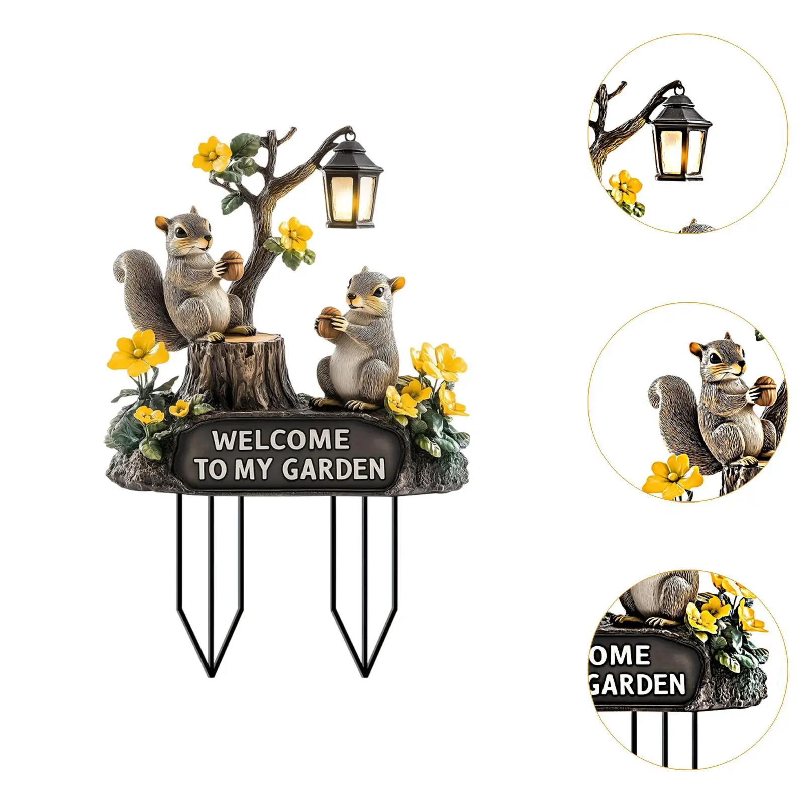 Creative Squirrel Acrylic Garden Stake 2D Lawn Ornament for Back Yard Decoration Outdoor Pot