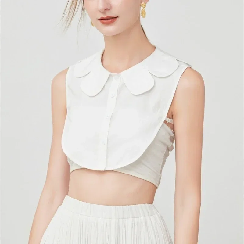 花びら襟フェイクカラー女の子女性用かわいい白綿シャツスタイル偽襟衣類取り外し可能な襟装飾