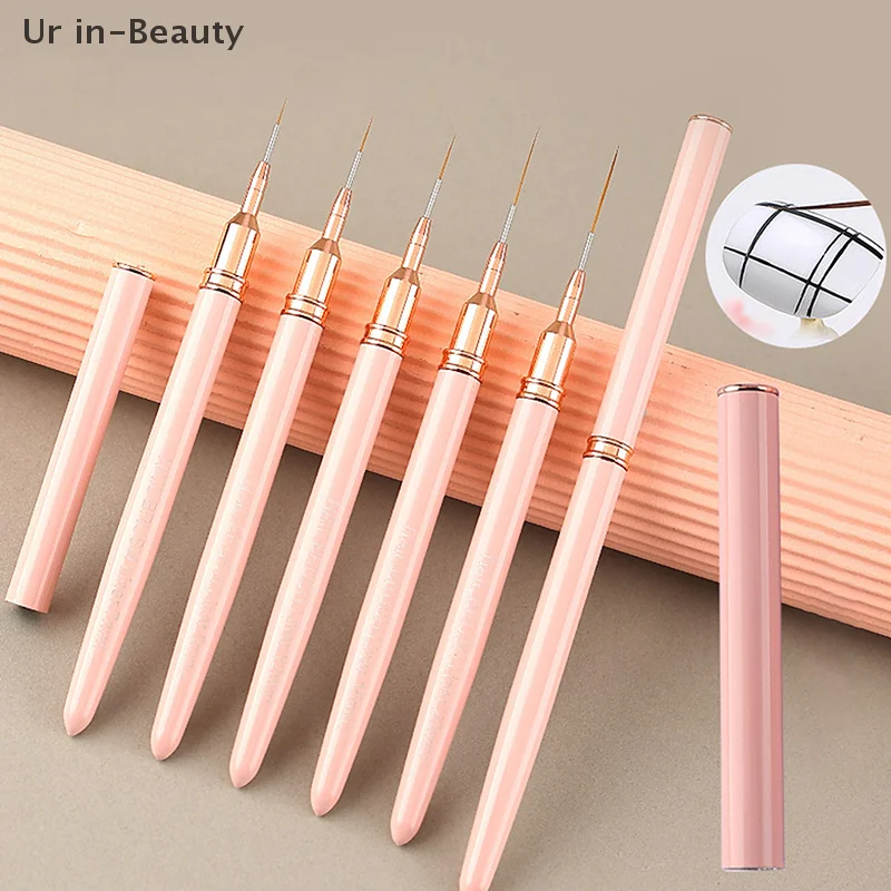 5 pezzi Set di pennelli per nail art Kit di pennelli per unghie in gel UV Linea a strisce francesi Pittura Disegno Penna per fiori Strumento per manicure professionale