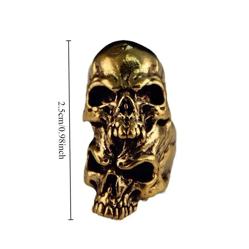 Double Layer Skull Head Brass Knife Bead EDC Outdoor DIY Paracord Woven Lanyard Pendant Jewelry Punk Bracelet Charm