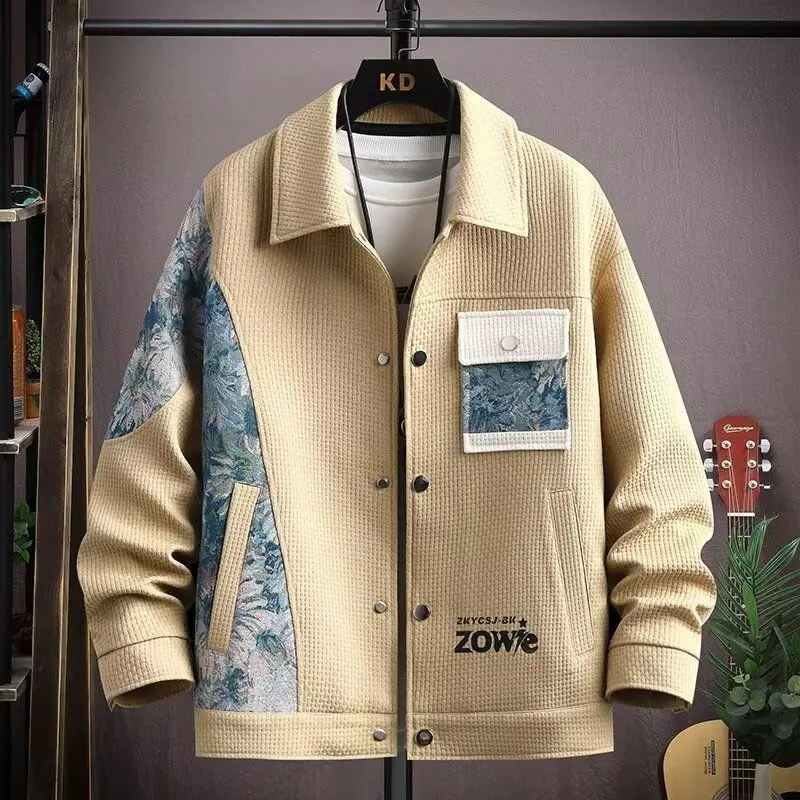 

Men's Fce Lined Oversized Wfle Jaet Warm Collar Ethnic Sle Loose Fit Autumn Winter Coat Faionable Urban Casual Wear