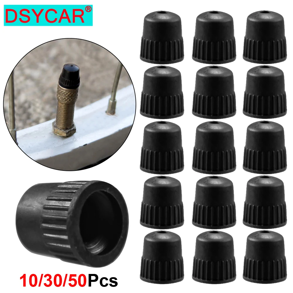 10/30/50Pcs Black Valve Caps Plastic Bike Tire Caps Air Dust Covers-Used on Valves for Bicycle, MTB Mountain, Road Bike