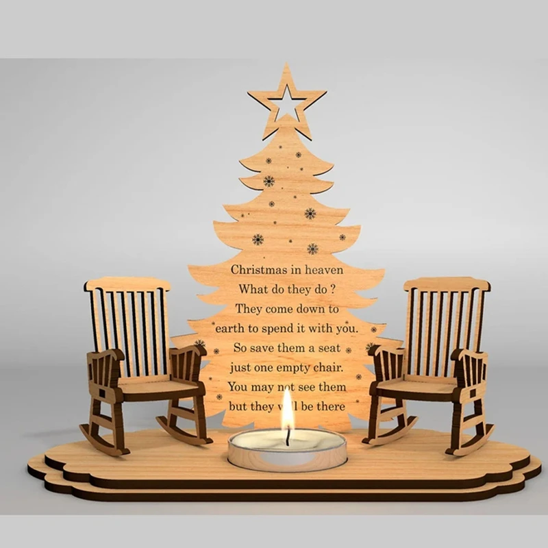 Christmas Remembrance Candle Holder To Remember Loved Wooden Rocking Chair Candle Holder Christmas In Heaven Memorial