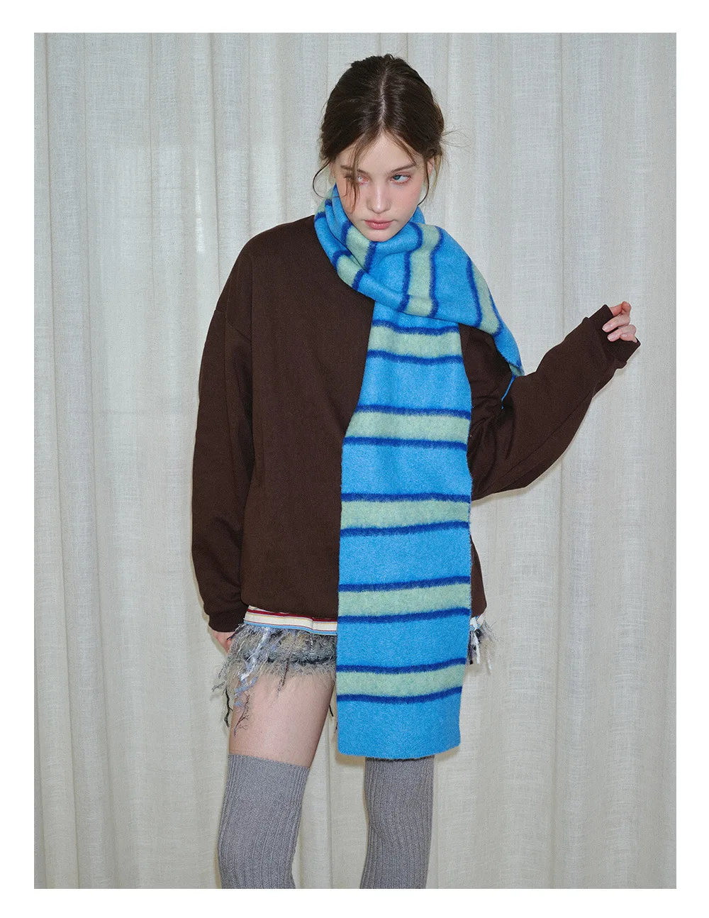 Winter Gestreifte Gestrickte Schals Für Frauen & Männer Schal Schal Herbst Winter Warme Wraps Schal Weibliche Neck Schal Schals Unisex schals – Detail 10