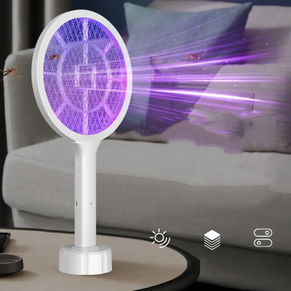 2-in-1 Electric Mosquito Swatter Electric Shock Automatic Fly Swatter USB Rechargeable Efficient Mosquito Killer Lamp