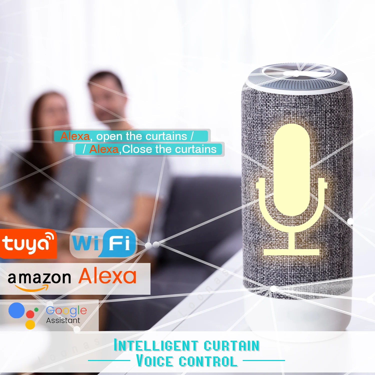 Smart Home Tuya WiFi Curtain Motor 1.3mm Thick Track Cornice 2nd G Electric Engine Customized Support Alexa & Google Assistant