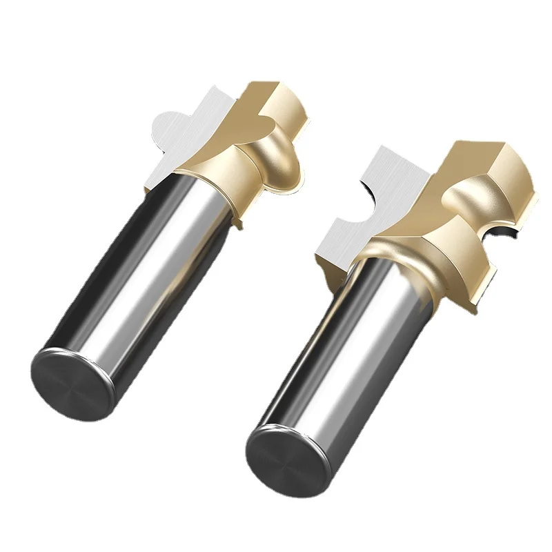 2pcs 1/4 1/2 Inch Shank Half-round Tenon Milling Cutter for Floor Splicing Woodworking Tools T-shaped Tenon Knife