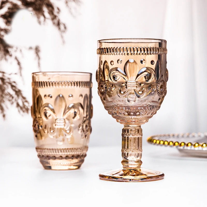 (Can engrave logo) 370ML  wine glass, heat-resistant tea cup, coffee cup, juice cup, colorful goblet, red wine champagne glass