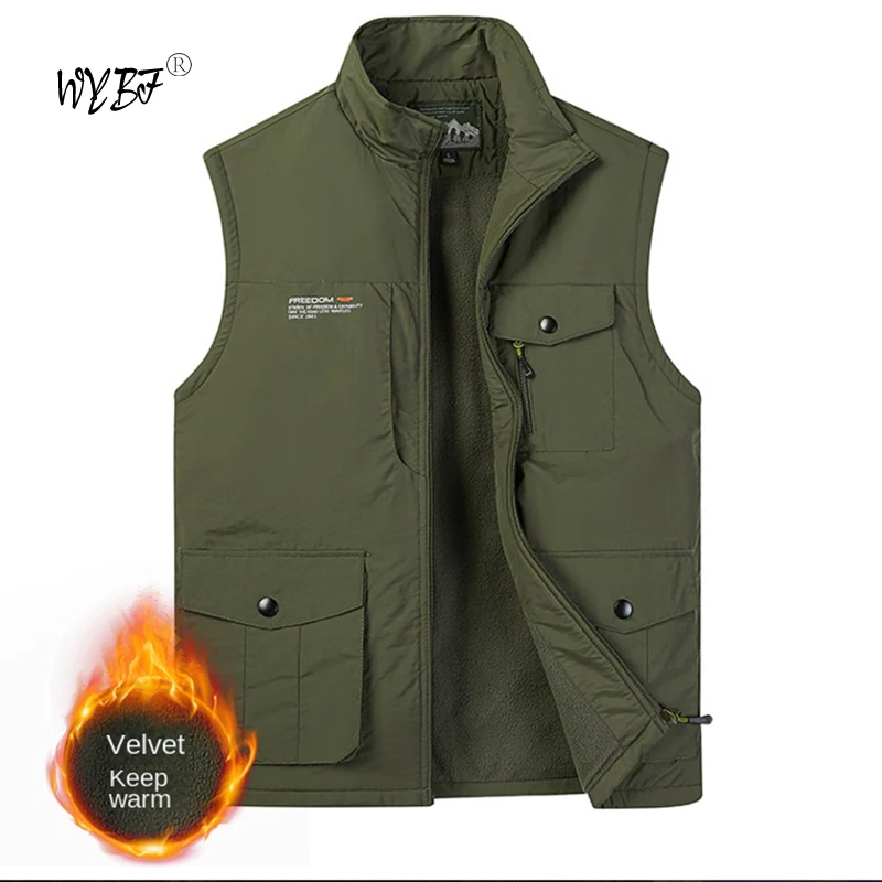 

Men's Lamb Vest Hiking Backcountry Cfamping Tactical Equipment Training Jacket Waterproof Warm Multi-pocket Sleeveless Overalls