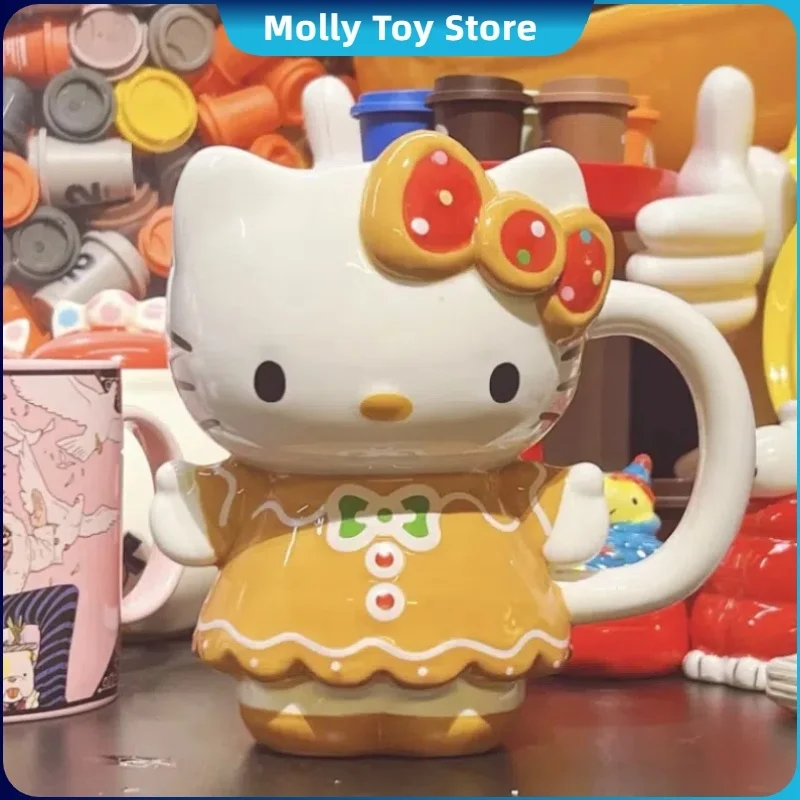 Hellokitty Character Peripheral Kitty Ceramic Mug Cups Coffee Milk Cup Figure Holiday Home Decoration Kawaii Children'S Gift