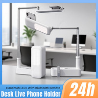 1000 MAh Desktop Foldable Phone Holder Live Streaming Dedicated Stand with Bluetooth Remote Control For iPhone Samsung Xiaomi