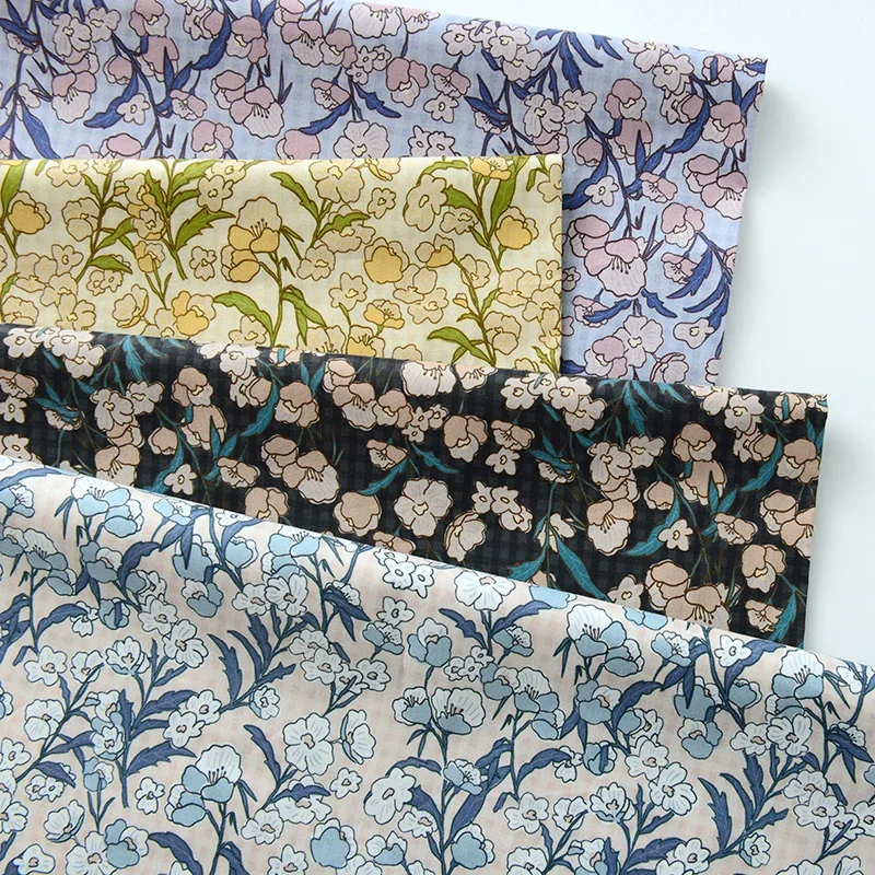 145x50cm 60s Cotton Digital Printing Sewing Cloth, for Children's Clothing, Idyllic Evening Primrose, Handmade Shell Fabric