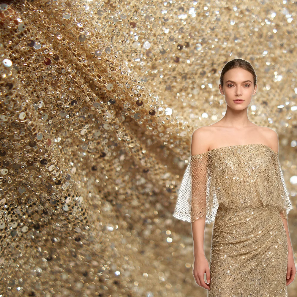 

Новая кружевная ткань цвета хаки с блестками на 2025 год – это модно и подходит для свадеб и вечеринок.