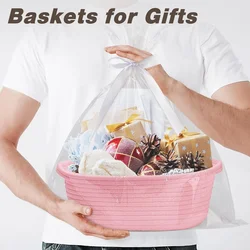 2024 Small Woven Easter Basket with Gift Bags Ribbons Durable Baskets Empty Small gift  wedding gifts for guests party favors