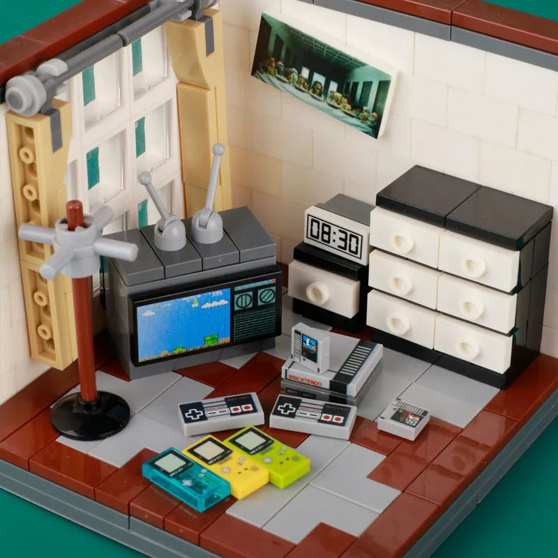 MOC City House ทีวี Building Block Street View เฟอร์นิเจอร์ชุดเกมโทรทัศน์อุปกรณ์เสริมอิฐ DIY ของเล่นของขวัญเพื่อน