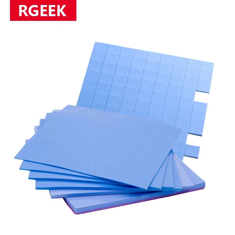 RGEEK 6W/M.K Radiator GPU CPU 100mm*100mm Chłodząca Przewodząca Silikonowa Podkładka Termoprzewodząca Radiator Termiczny do Komputera Stacjonarnego Akcesoria