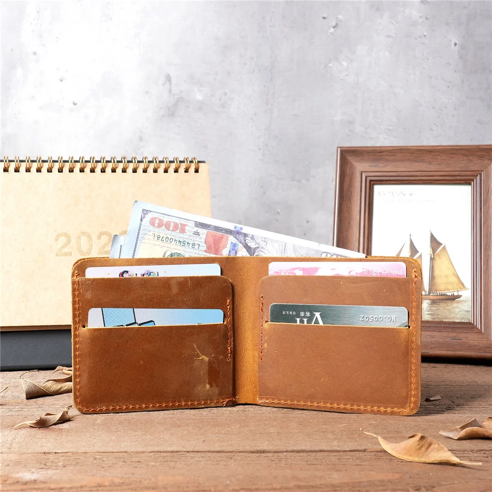 Vintage Genuine Leather Men's Wallet Premium Product Men's Wallet Card Bag Short Wallet