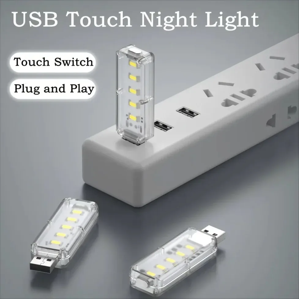 Obrázek 4: 1/5/10pcs mini přenosné 5V USB dotek spínač noc lehký 5LED plug‑in lampa pro ložnice studovat PC notebook mobilní energie banka osvětlení