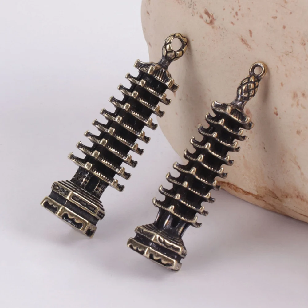 

Латунный брелок в виде башни, подвеска в винтажном стиле, подвеска для брелока, сделай сам, миниатюрное украшение в виде башни, орнамент