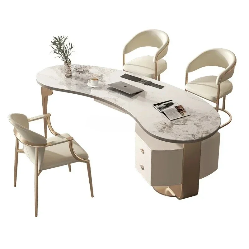 09Light  rock slab desk Modern simple Italian minimalist high-end bright countertop desk
