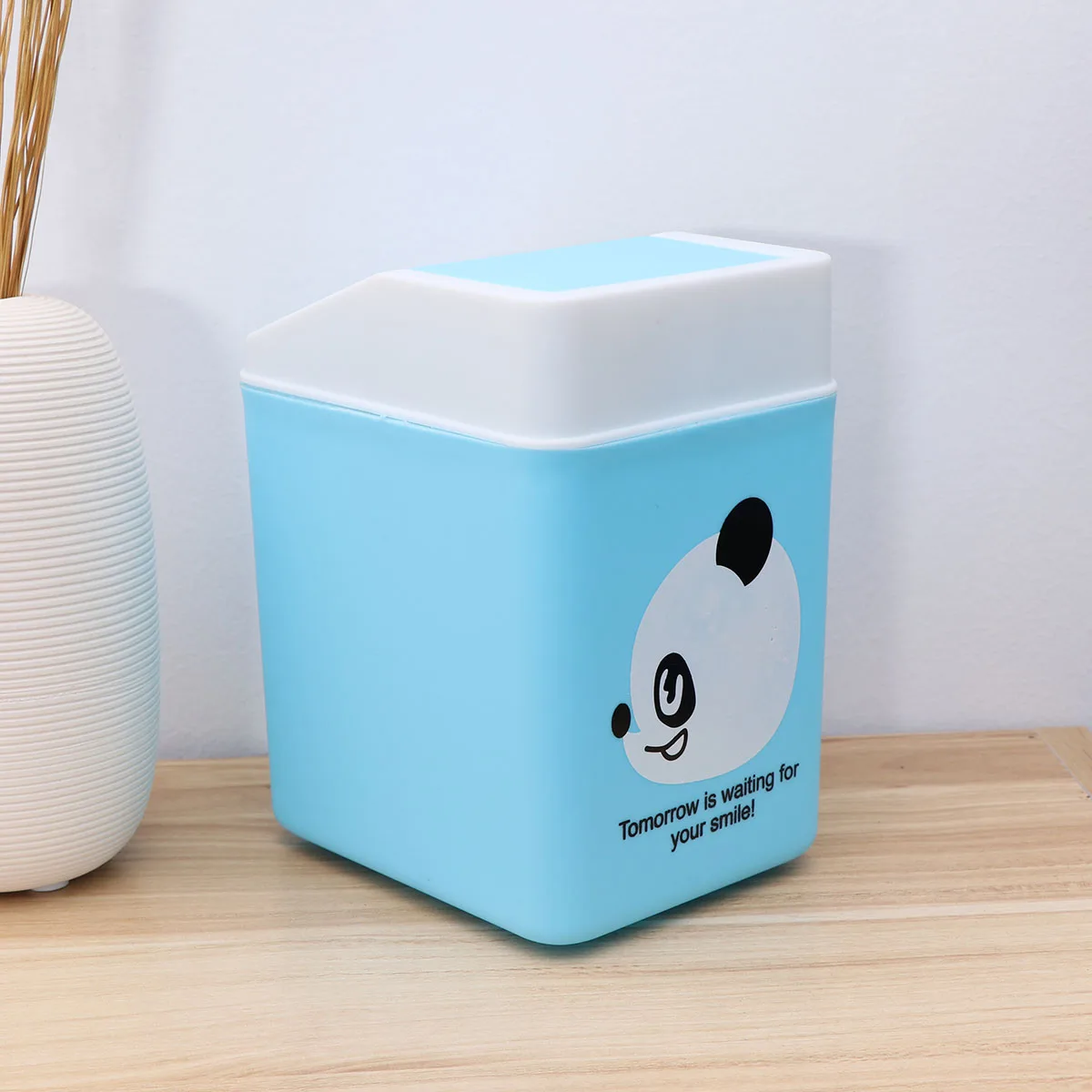 

Mini Desktop Trash Can Garbage Bin Waste Basket Table Dustbin Clamshell Design Swing Lid Keep Tidy Creative Practical Premium