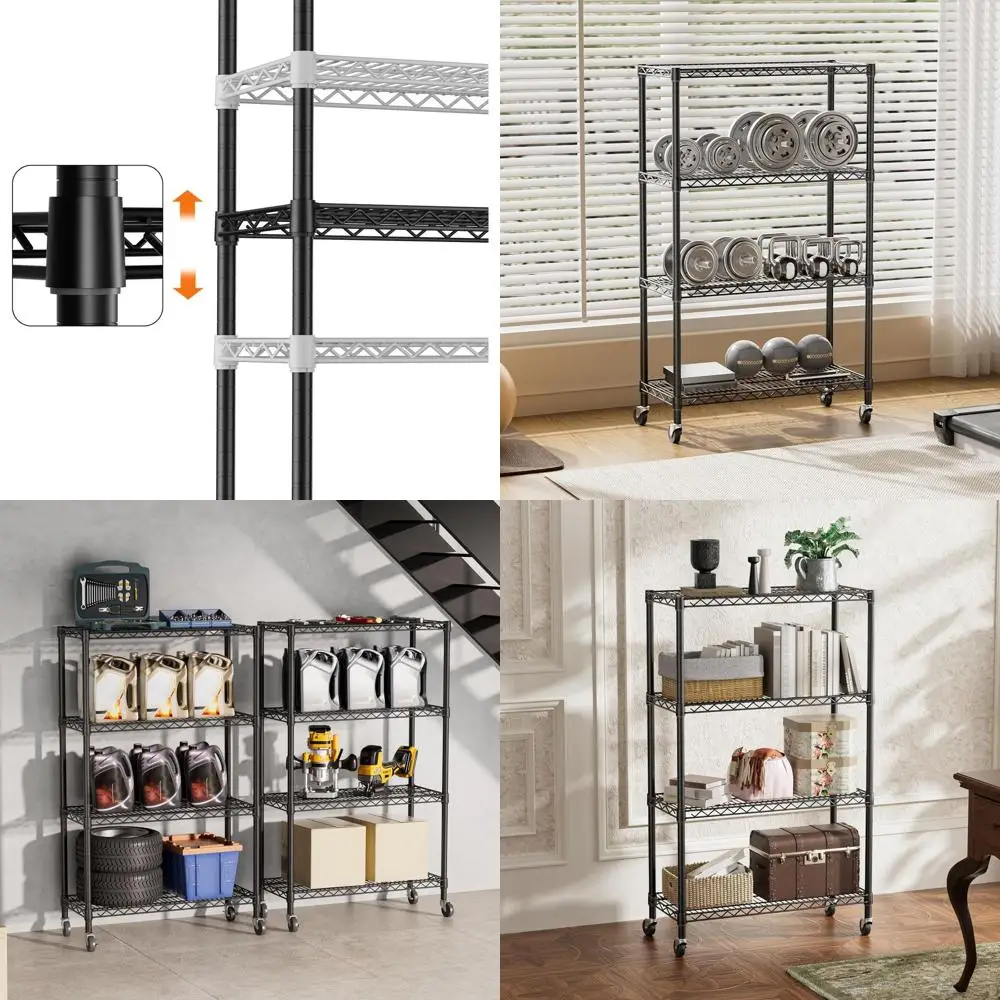 

Металлические стеллажи для хранения проводов и кабелей для шкафа, ванной, кухни, гаража, прачечной, органайзер для кладовой на колесиках, черный