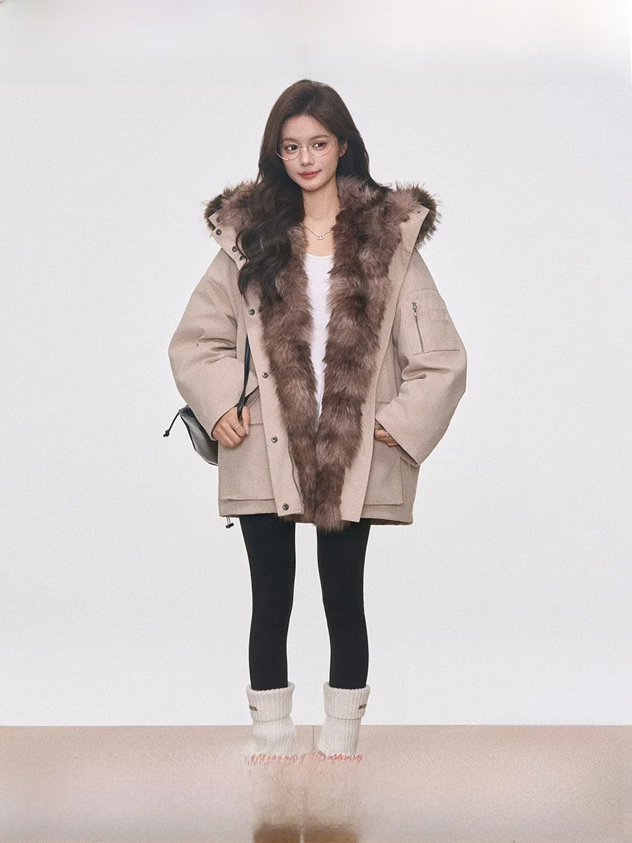 

Westayone New 2 Thiened Patchwork Parka Coat Women's Cotton Jaet Winter Outerwear Korean Sle Zipper Closure Hooded