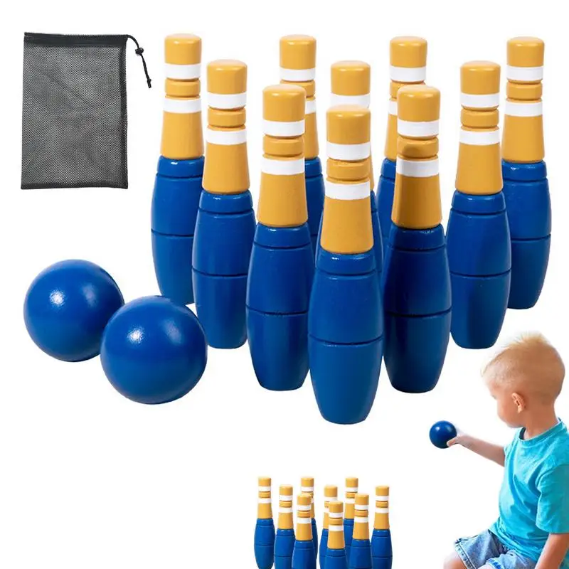 Wooden Bowling Game Set Children's Wooden Backyard Bowling Game Bowling Game Toys With Smooth Surfaces For Parties Carnivals