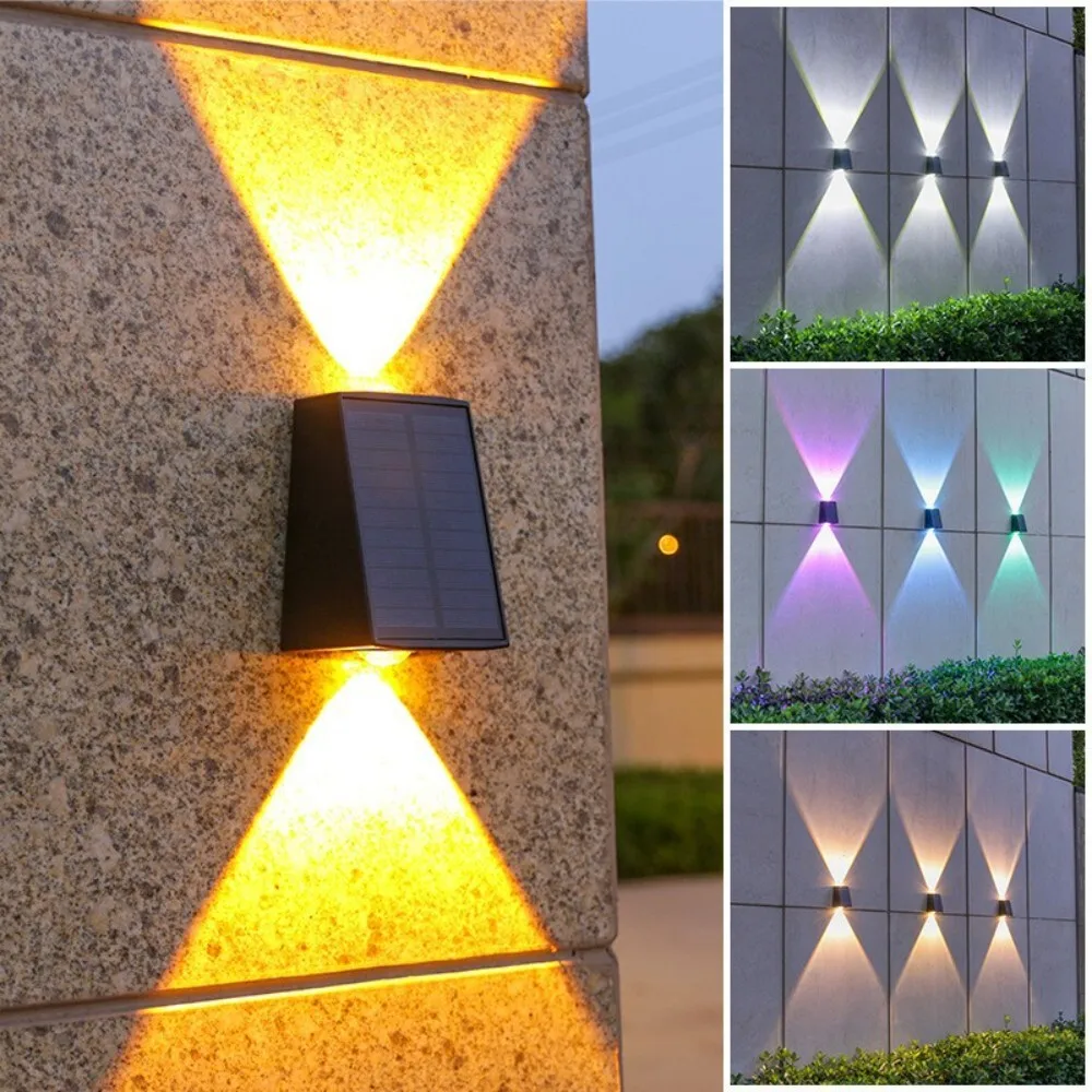 

Solar Powered Outdoor Wall Lamp Waterproof Up Down Lighting for Garden Villa Decorative Atmosphere Washer Light
