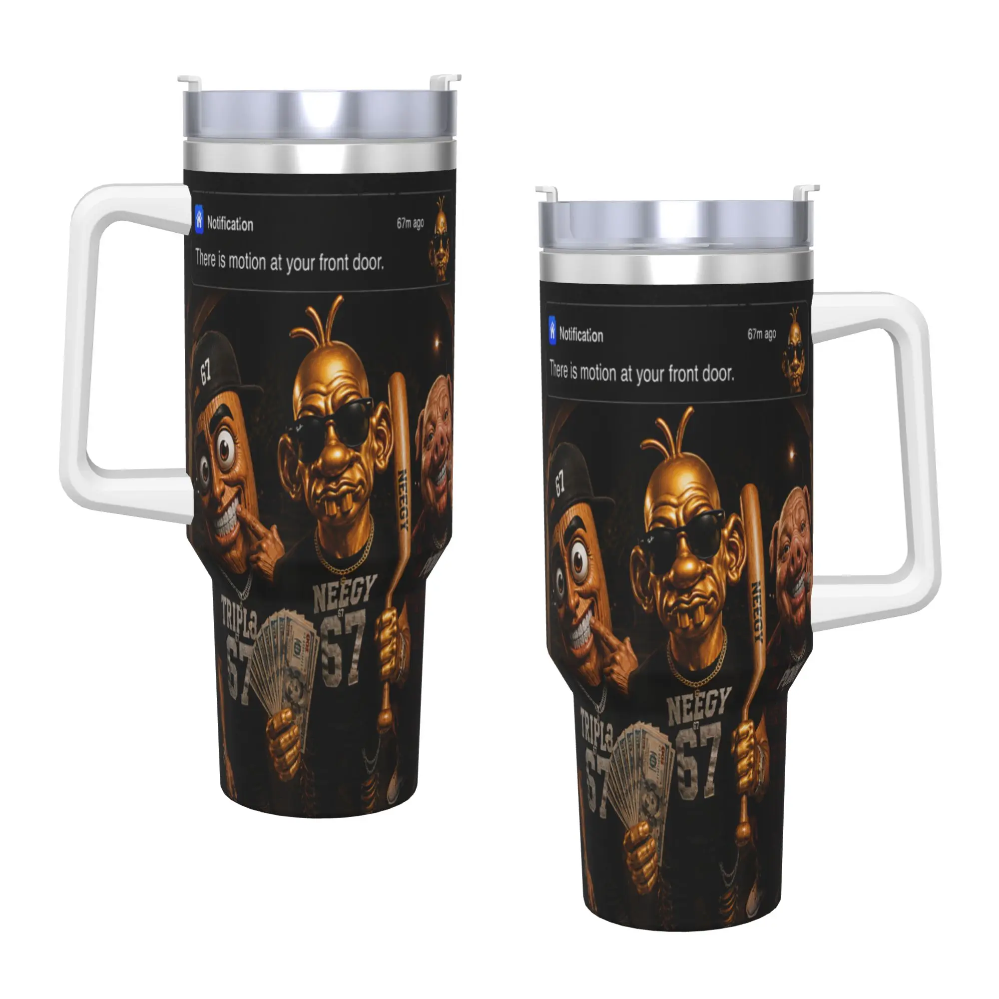 Stainless Steel Tumbler Tung Sahur John Pork Neegy Doorbell Meme Theres Motion Meme Mugs Cup Travelist Cold and Hot Water Bottle