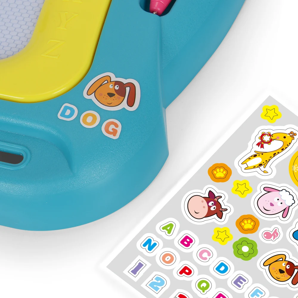 لوحة رسم مغناطيسية ملونة للأطفال بمقبض، فرشاة مغناطيسية، 5 ختم فواكه وملصقات يدوية، مسح تكرار، هدايا للأولاد والبنات، عطلة #5