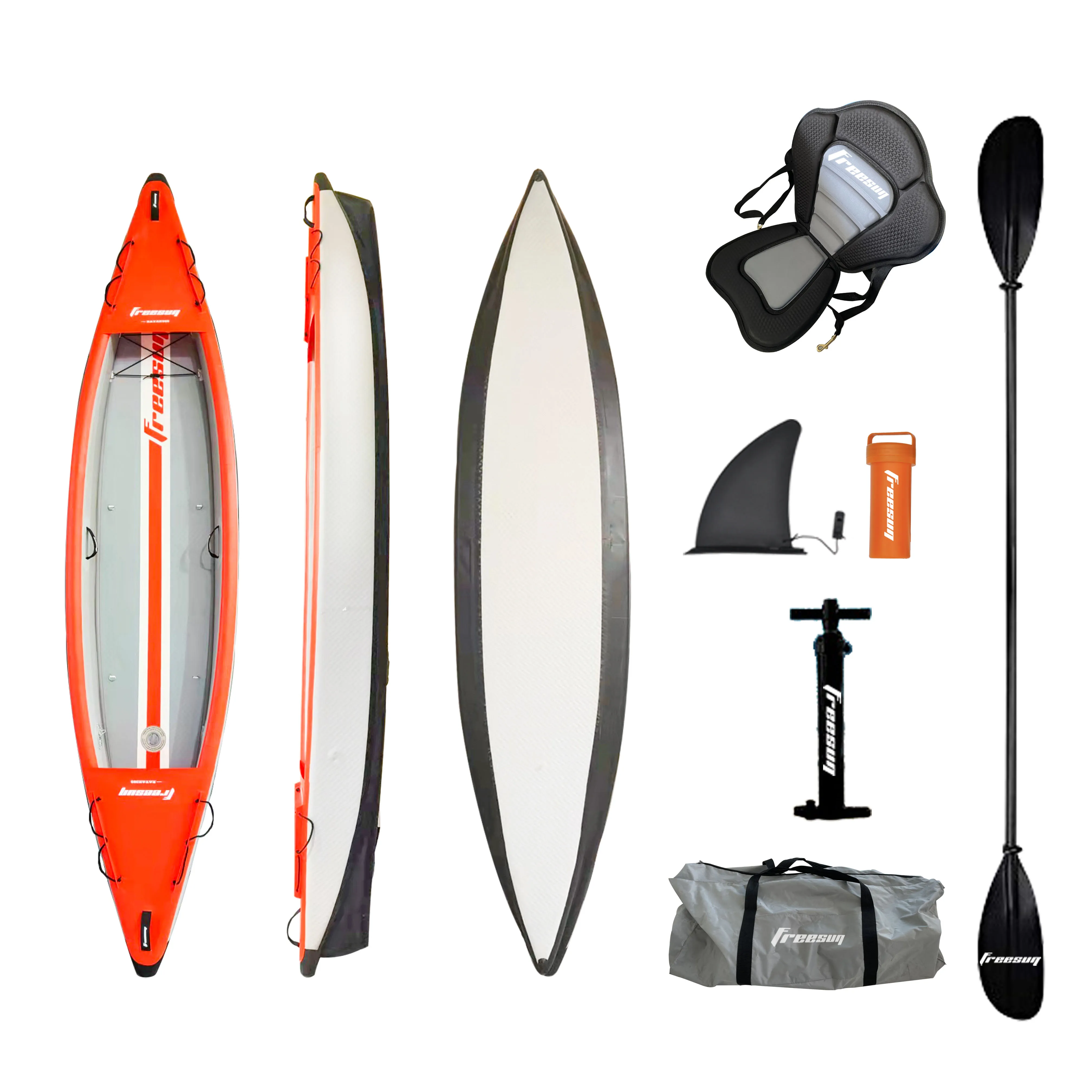 

Складной надувной каяк Whitewater из ПВХ для одного человека K350, 11 футов оранжевого цвета с сумкой для переноски для рыбалки