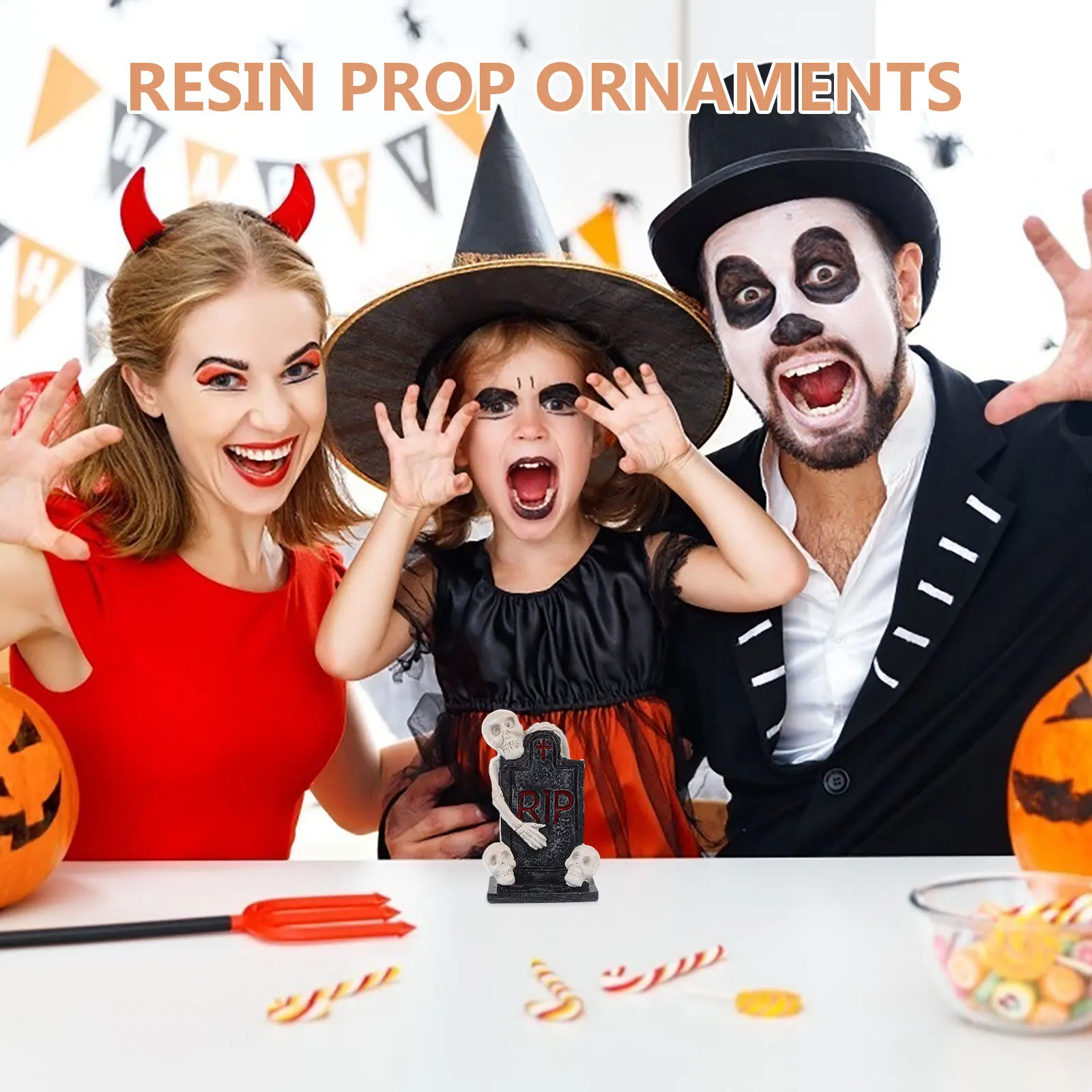 

Halloween Mini Tombstone Resin Decor Haunted Prop Spooky Table Centerpiece Graveyard Halloween Miniature Tombstones