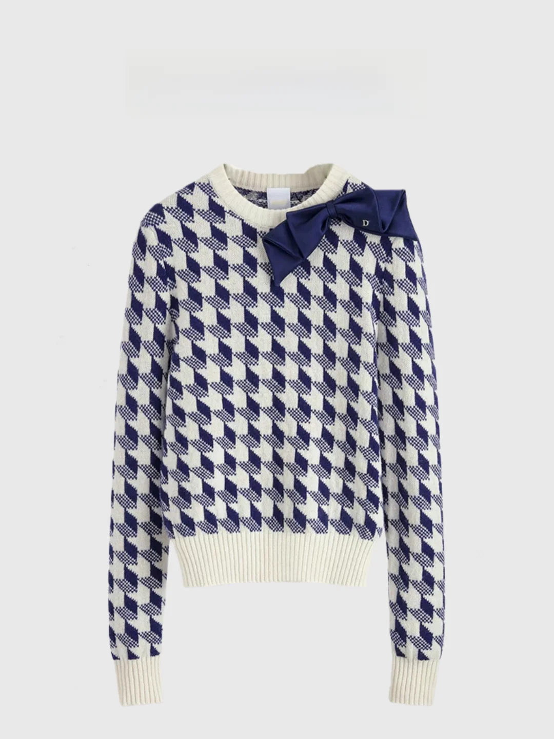 

Ele Knot Tweed Wool Knitted Sweater Top for Women High-Defn Spring New Sle Comfortable Medium Softn