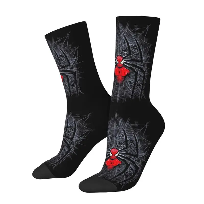 Cool Men's Spider Man Dress Socks Unisex Warm Comfortable 3D Printing Web Crew Socks