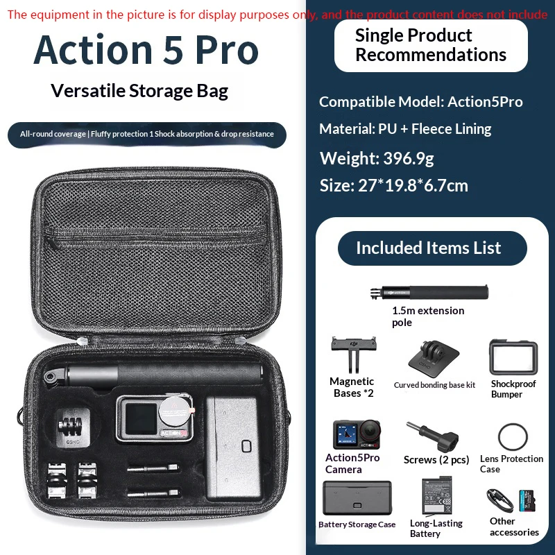 Étui de transport pour DJI Action 5 Pro/Osmo Action 4 3, étui de rangement pour accessoires de caméra, sac à bandoulière de voyage Portable, sac à main