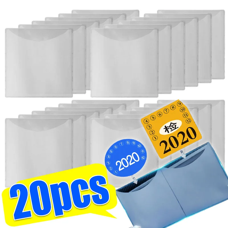 Windshield Annual Inspection Bag Sticker Parking Permit Card Pouch Card Holder Pocket Transparent Bag Plastic Anti-static Car