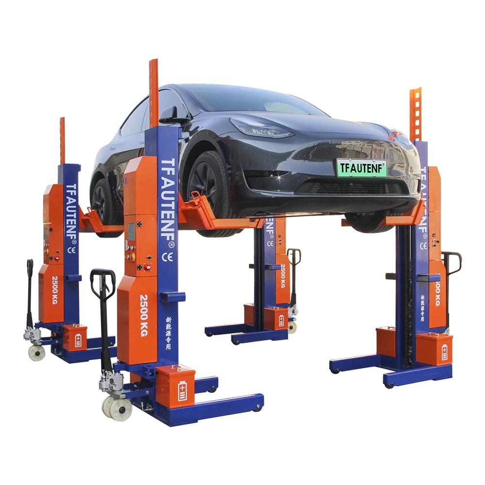 Four Post Car Lift 10 Ton Capacity, Specially Designed for New Energy Vehicles (EV/PHEV) with Battery Safety